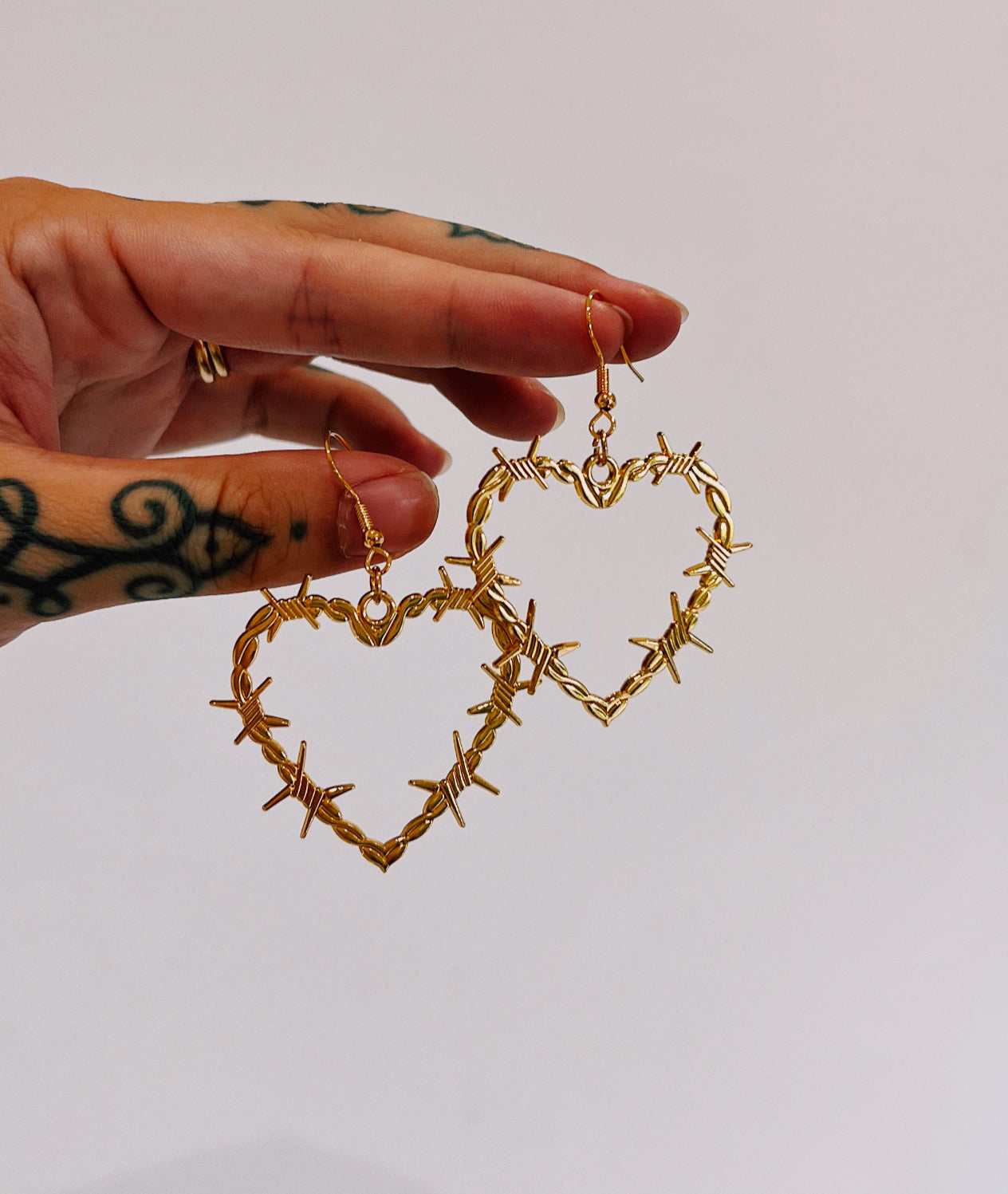 BARBED WIRE HEART EARRINGS